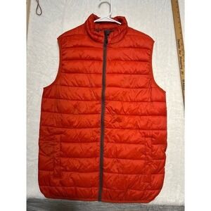 SWISS TECH Mens Puffer Vest Red Full Zip Quilted Insulated Size Medium
